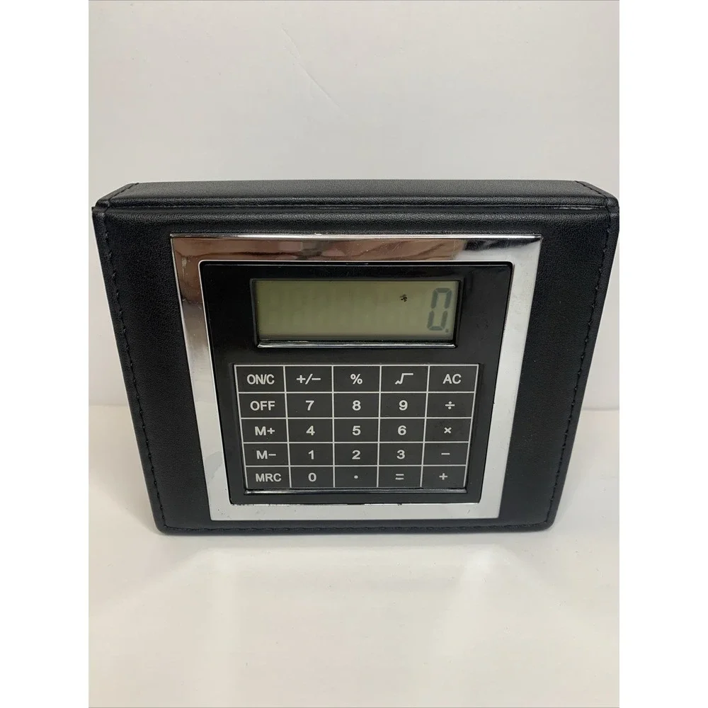 Faux Leather Sticky Note And Flag Organizer With a Built-in‎ Calculator Works
